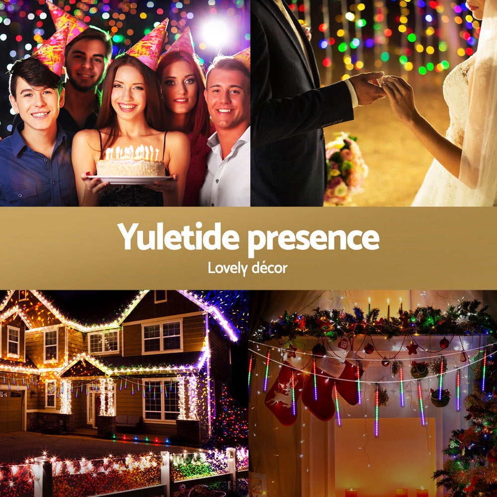 Jingle Jollys 7M Christmas Lights Shower Light 288 LED Icicle Falling Metor-4