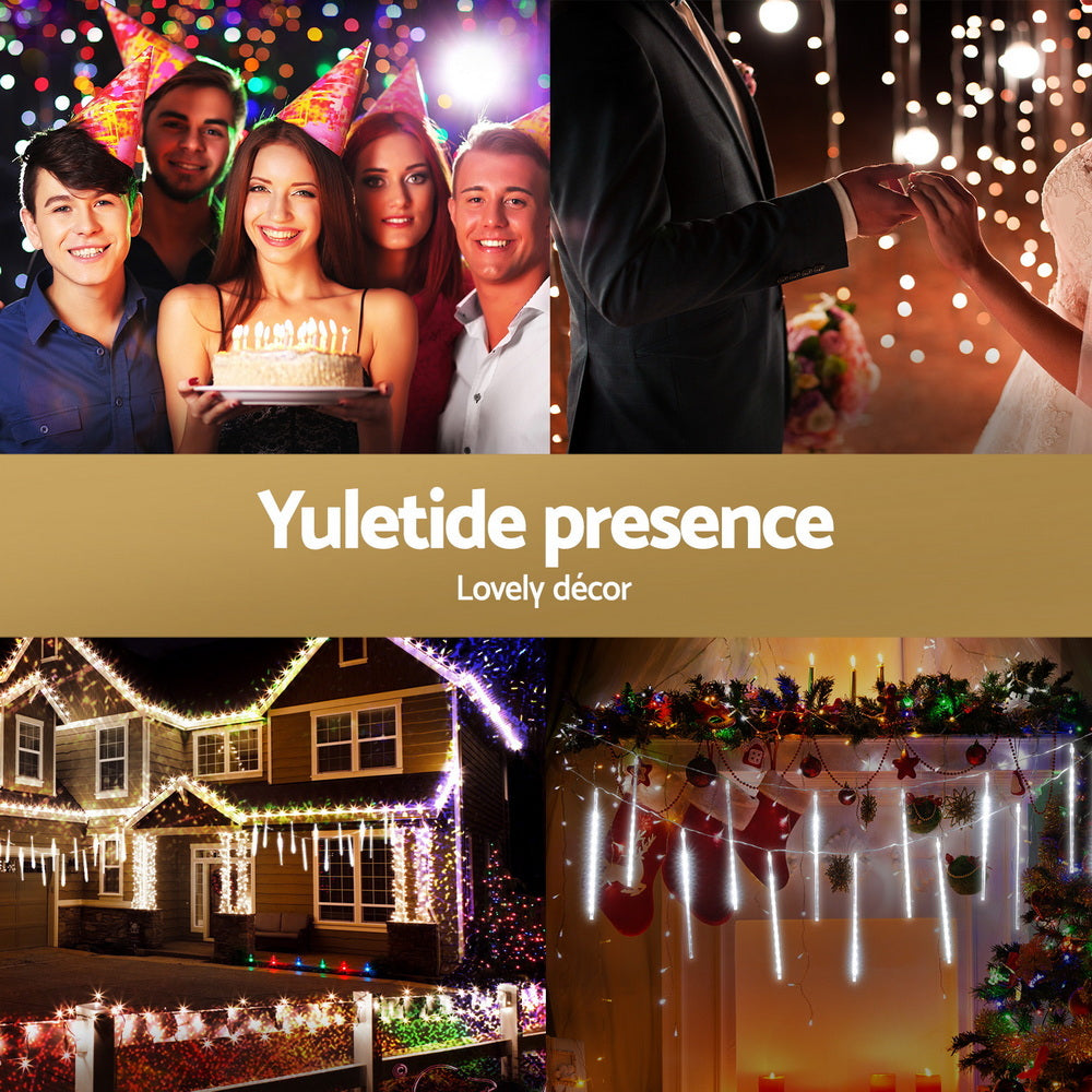 Jingle Jollys 7M Christmas Lights Shower Light 288 LED Icicle Falling Metor-4