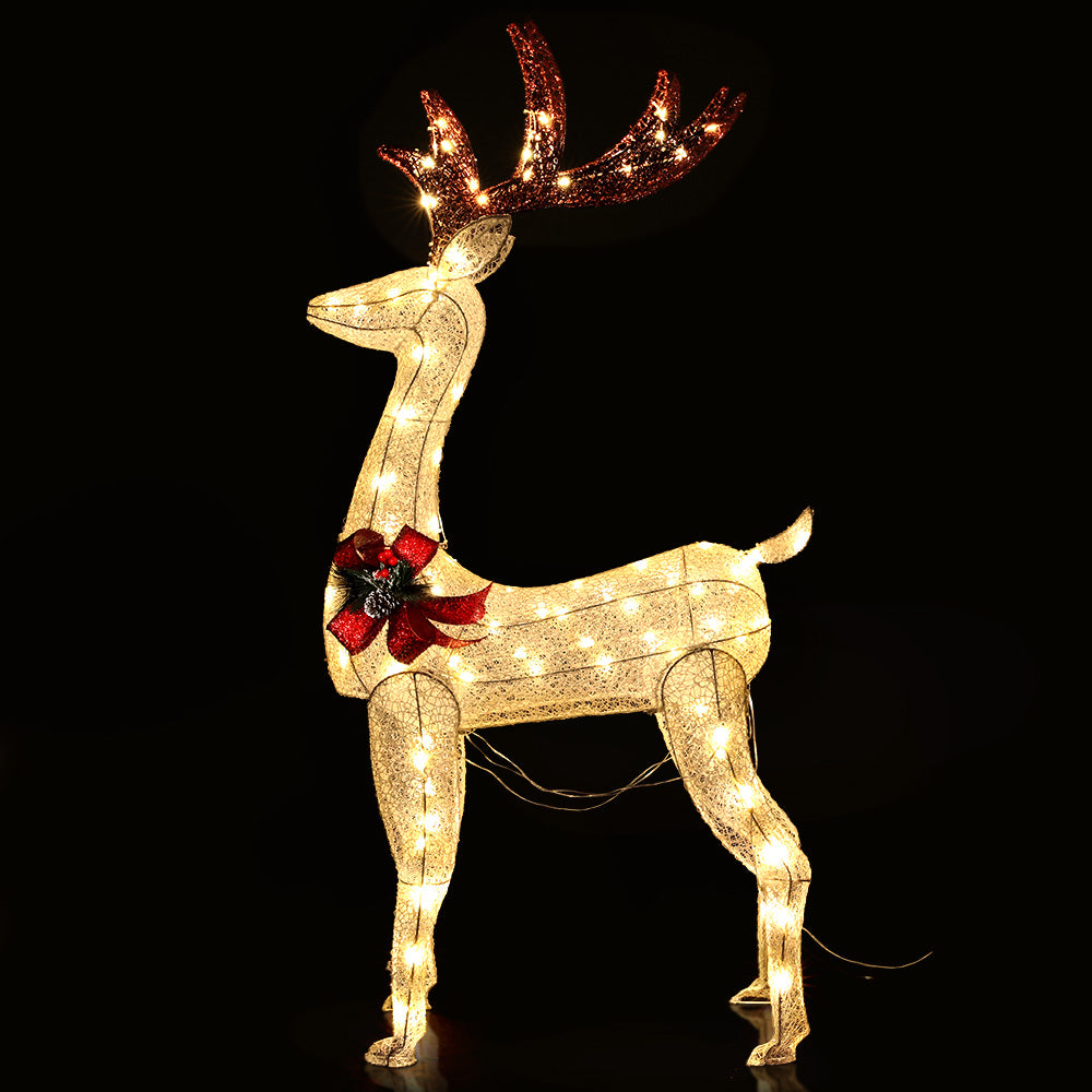 1.5M Christmas Lights Reindeer 100 LED Decorations Jingle Jollys-0