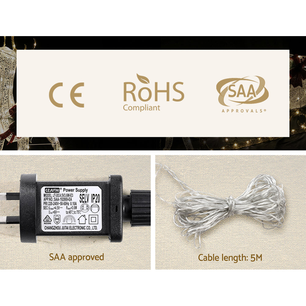 1.5M Christmas Lights Reindeer 100 LED Decorations Jingle Jollys-5