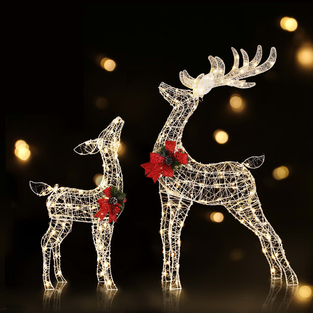 2 PCS Christmas Lights 170 LED Fairy Light Reindeer Decorations Jingle Jollys-6