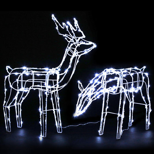 2 PCS Christmas Lights Reindeers 200 LED Decorations Jingle Jollys-0