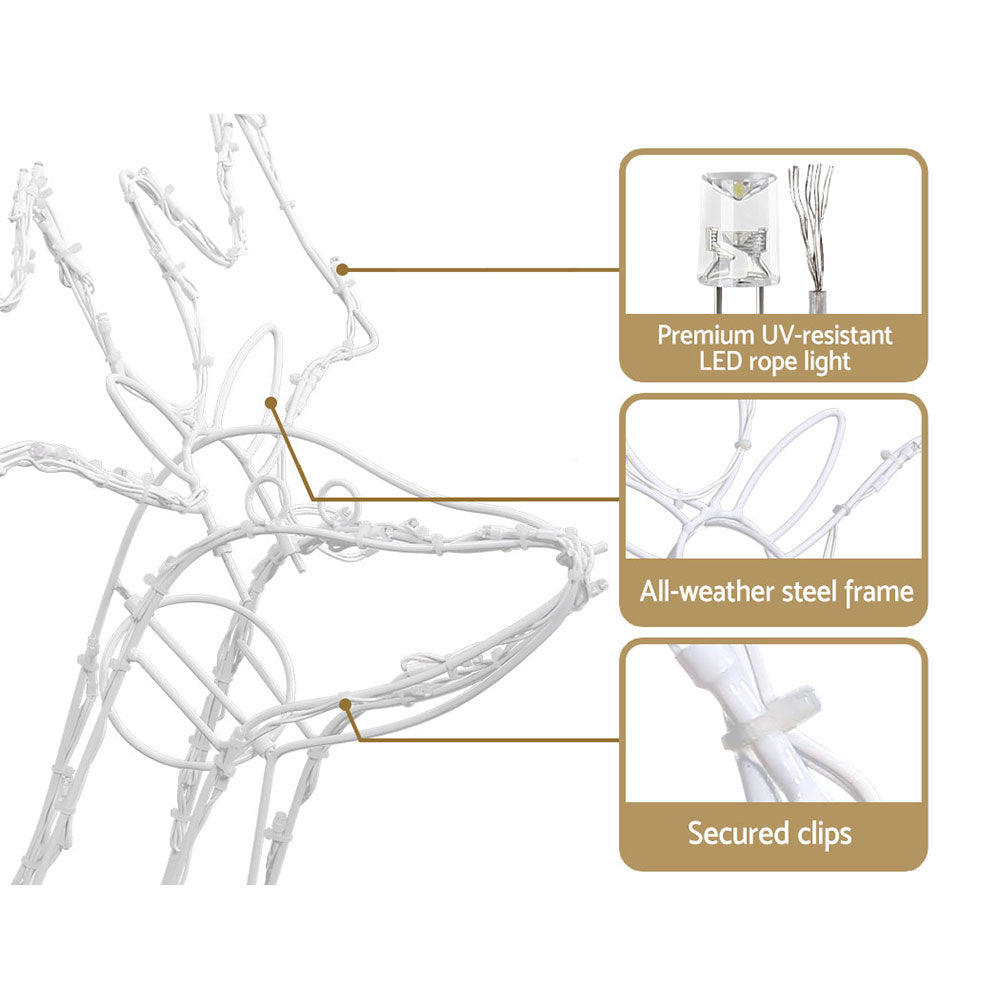 2 PCS Christmas Lights Reindeers 200 LED Decorations Jingle Jollys-4