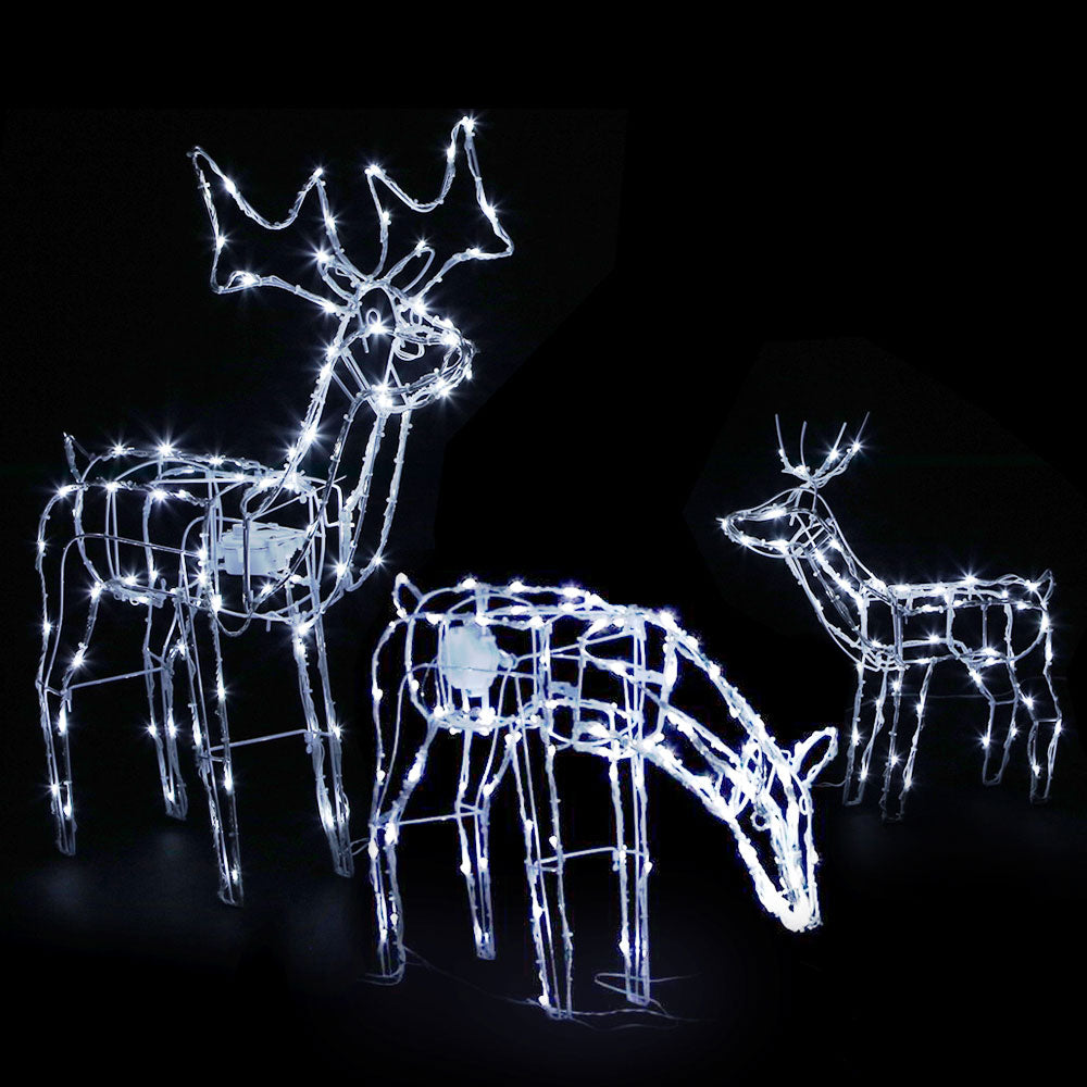 3 PCS Christmas Lights Reindeers 250 LED Decorations Jingle Jollys-0