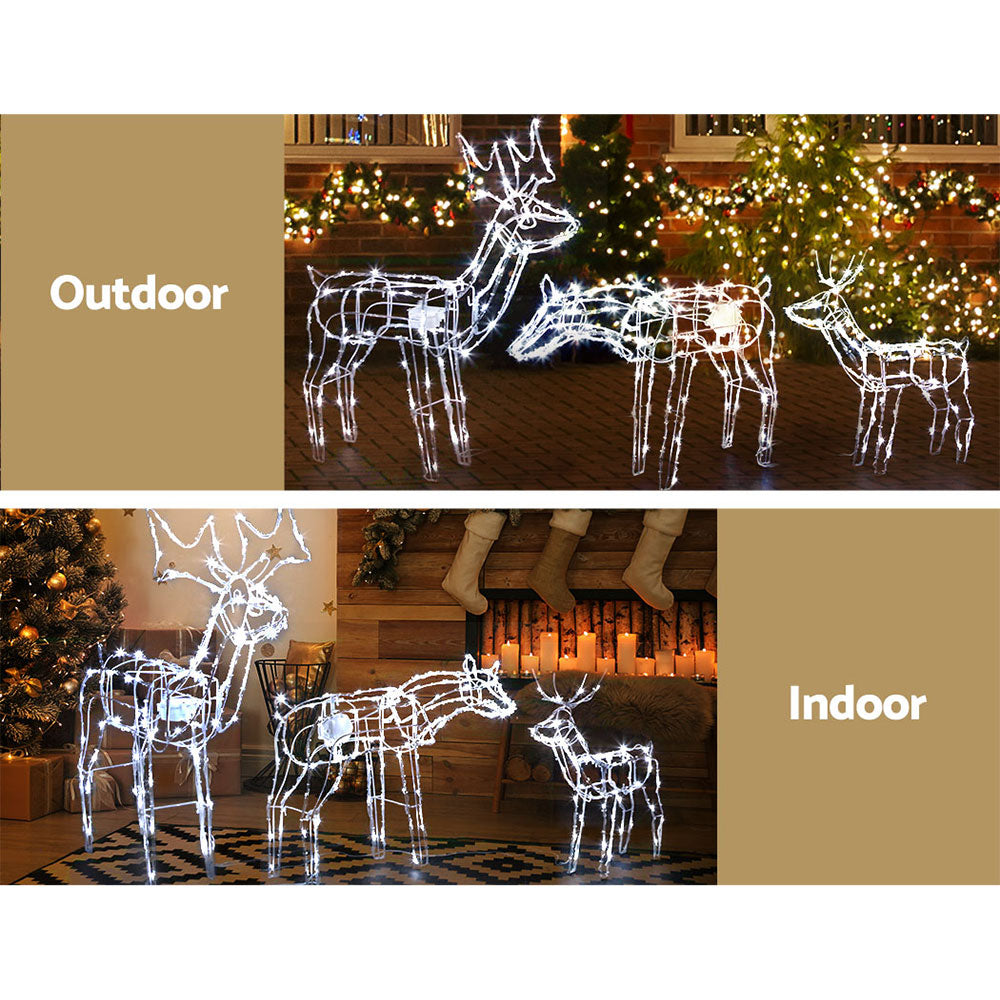 3 PCS Christmas Lights Reindeers 250 LED Decorations Jingle Jollys-3