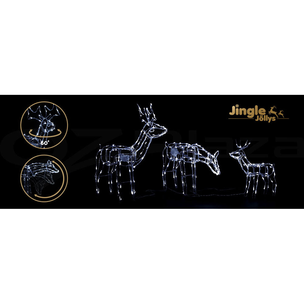 3 PCS Christmas Lights Reindeers 250 LED Decorations Jingle Jollys-5
