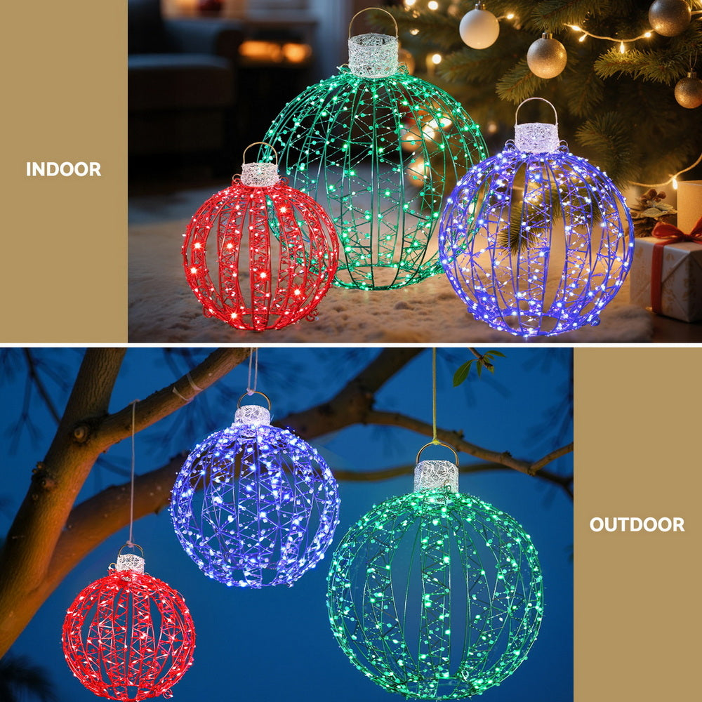 Jingle Jollys Christmas Lights 320 LED Fairy Light 3pcs Ball Decorations Set-4