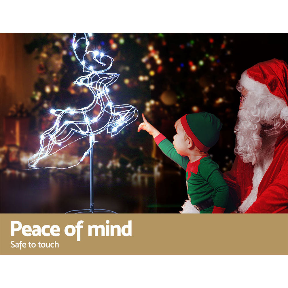 1X Christmas Lights Reindeer Sleigh 120 LED Decorations Jingle Jollys-5