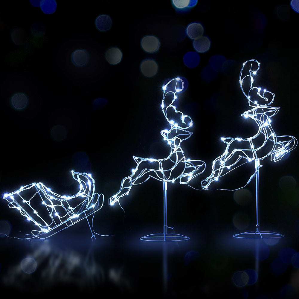 1X Christmas Lights Reindeer Sleigh 120 LED Decorations Jingle Jollys-7