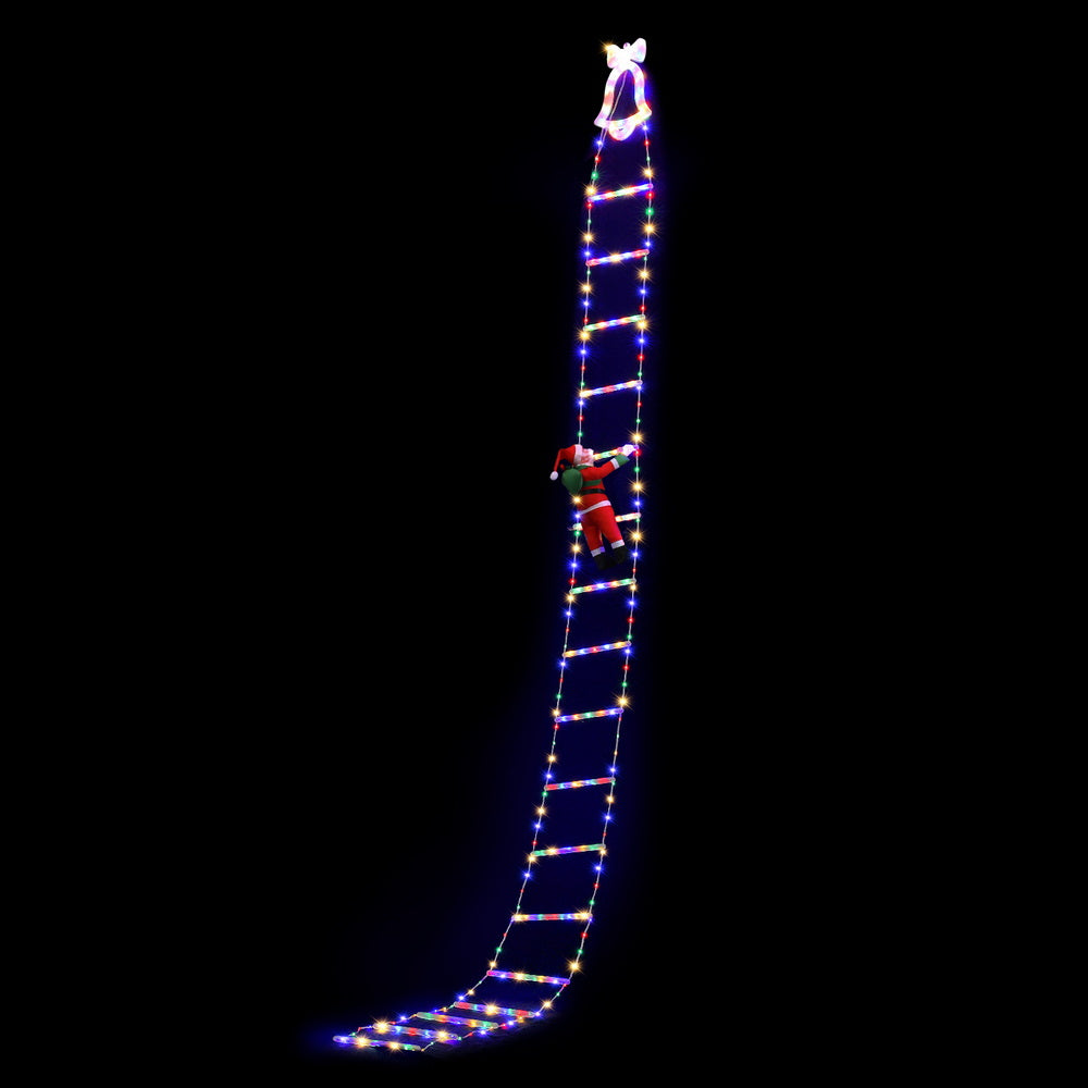 Jingle Jollys 3.5M Christmas Lights 300 LED Ladder Light with Santa Claus Decor-2