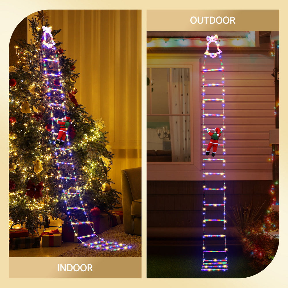 Jingle Jollys 3.5M Christmas Lights 300 LED Ladder Light with Santa Claus Decor-5