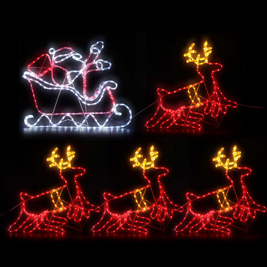 1X Christmas Lights Reindeer Sleigh 806 LED Decorations Jingle Jollys-0