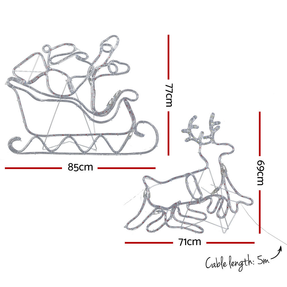 1X Christmas Lights Reindeer Sleigh 806 LED Decorations Jingle Jollys-1