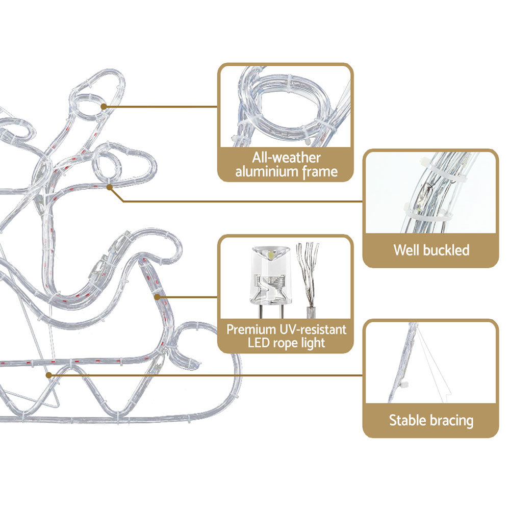 1X Christmas Lights Reindeer Sleigh 806 LED Decorations Jingle Jollys-4