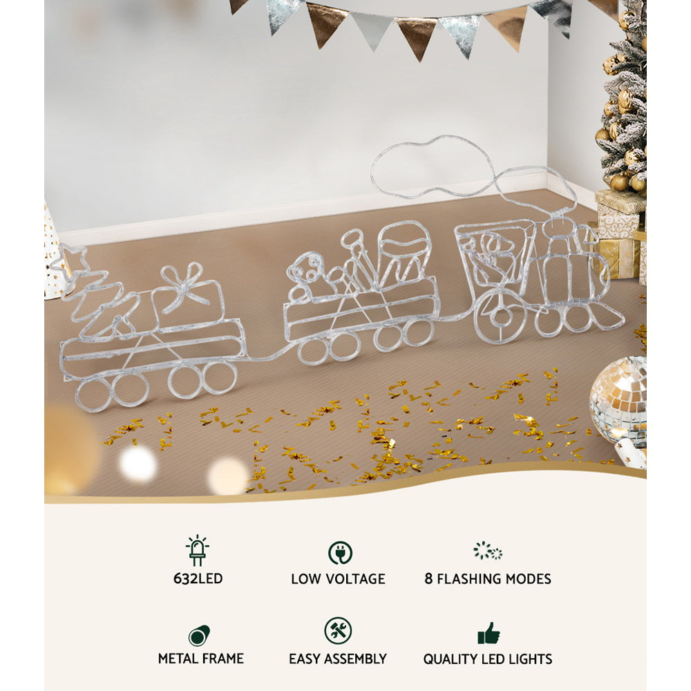 2.1M Christmas Lights 631 LED Train Motif Light Decorations Jingle Jollys-2