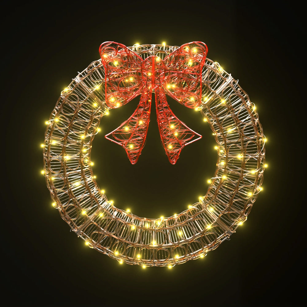 0.6M Christmas Lights 160 LED Motif Solar Wreath Xmas Decorations Jingle Jollys-0