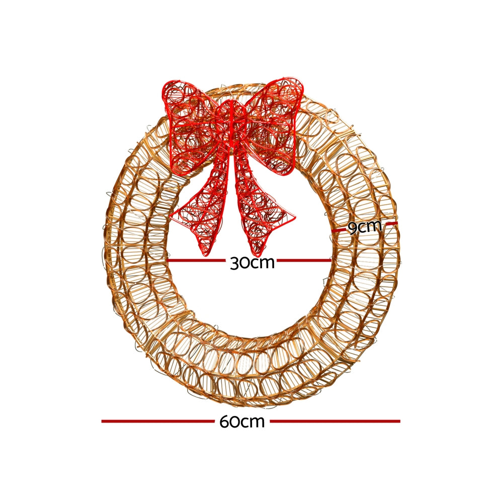 0.6M Christmas Lights 160 LED Motif Solar Wreath Xmas Decorations Jingle Jollys-1