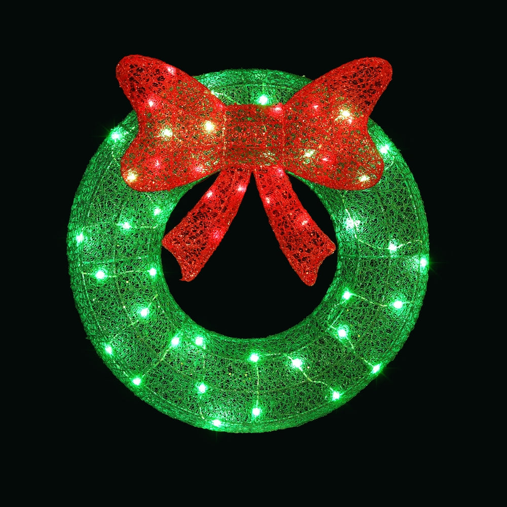 0.6M Christmas Lights 50 LED Motif Solar Wreath Xmas Decorations Jingle Jollys-0