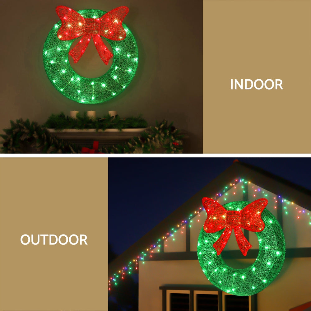 0.6M Christmas Lights 50 LED Motif Solar Wreath Xmas Decorations Jingle Jollys-3