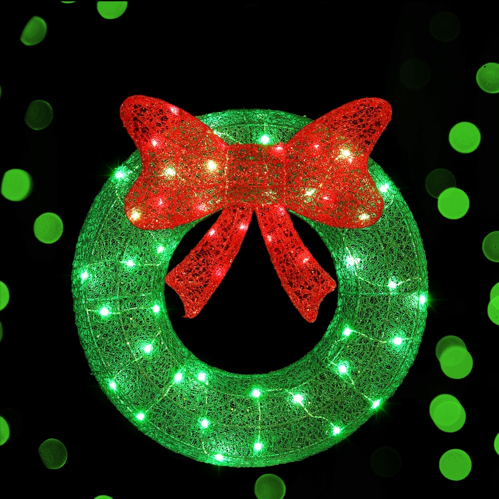 0.6M Christmas Lights 50 LED Motif Solar Wreath Xmas Decorations Jingle Jollys-5