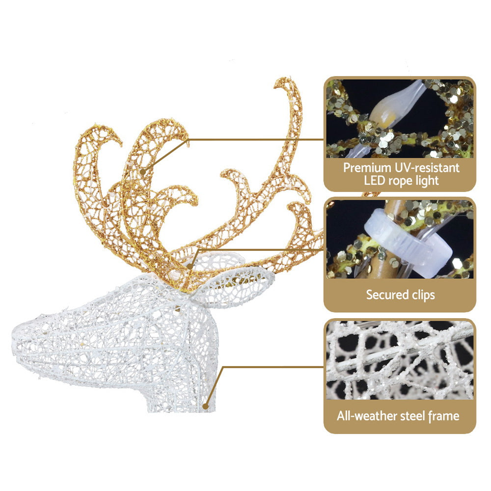 215 LED Christmas Lights Reindeer Sleigh Decorations Jingle Jollys-5