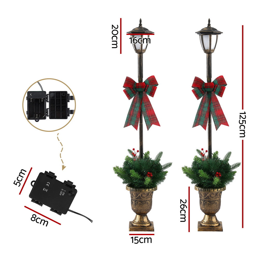 Jingle Jollys Christmas Lights 125cm Lamp Post 50 LED Fairy Light Decorations-1