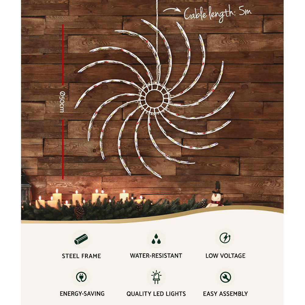 0.5M Christmas Lights 128 LED Spin Motif Light Decorations Jingle Jollys-2