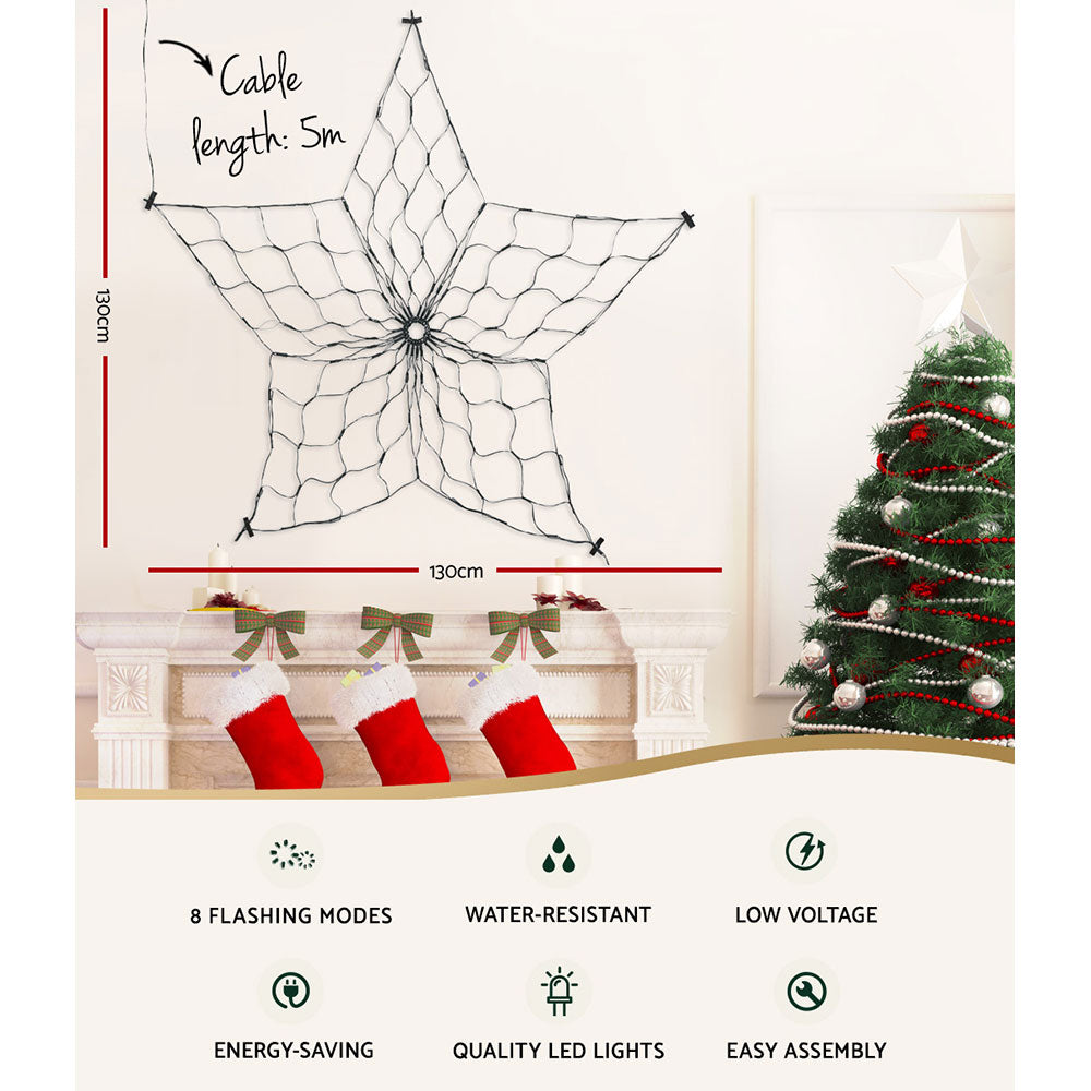 1.3M Christmas Lights 130 LED Snow Motif Light Decorations Jingle Jollys-2