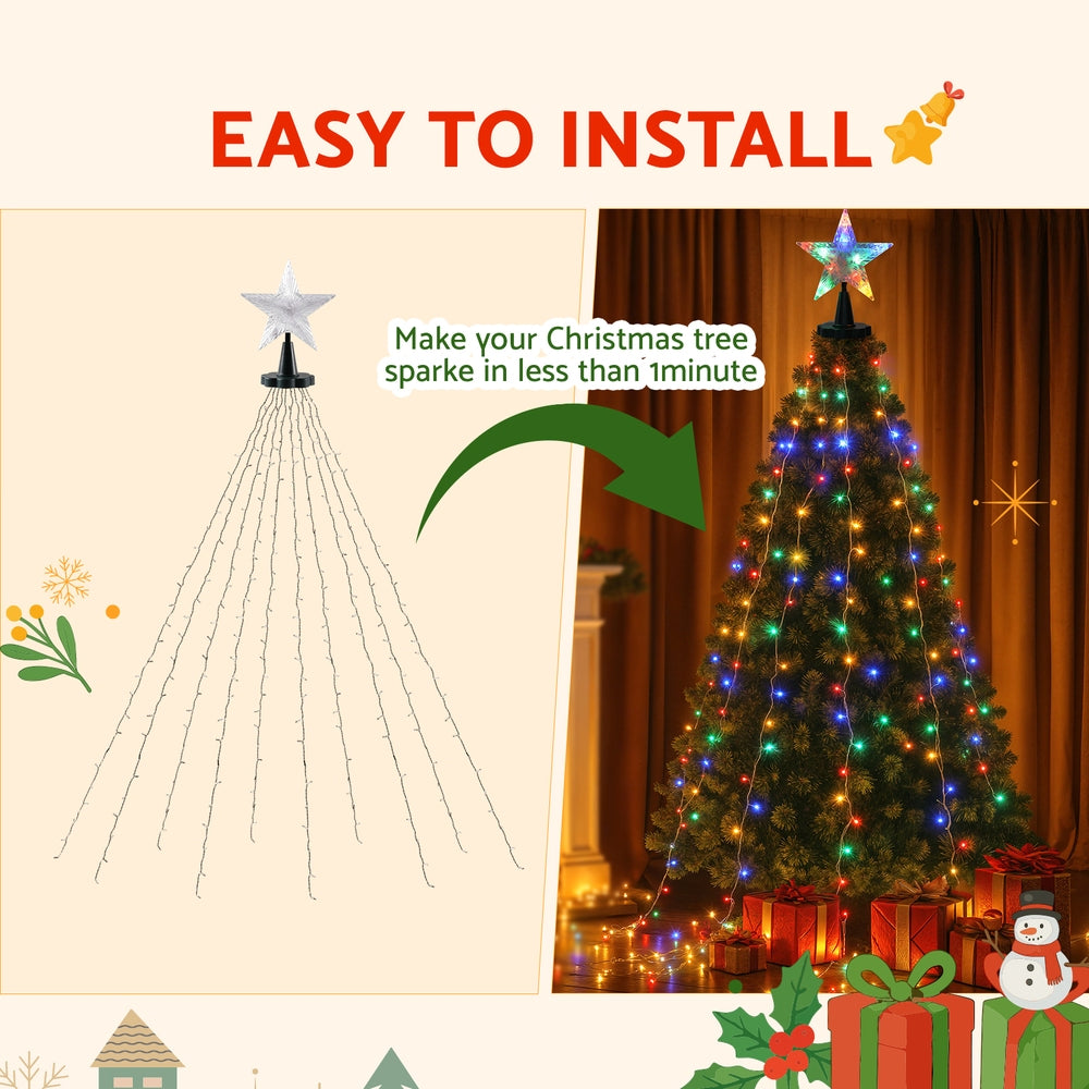Jingle Jollys 2.5M Christmas Lights Waterfall String Light 300 LED Star Topper-5