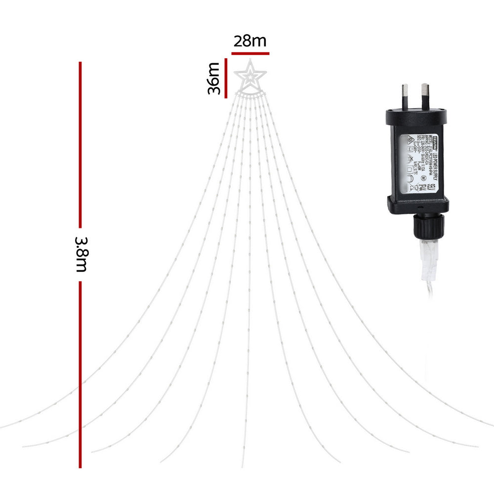 Jingle Jollys 3.8M Christmas Lights Waterfall String Light 340 LED-1