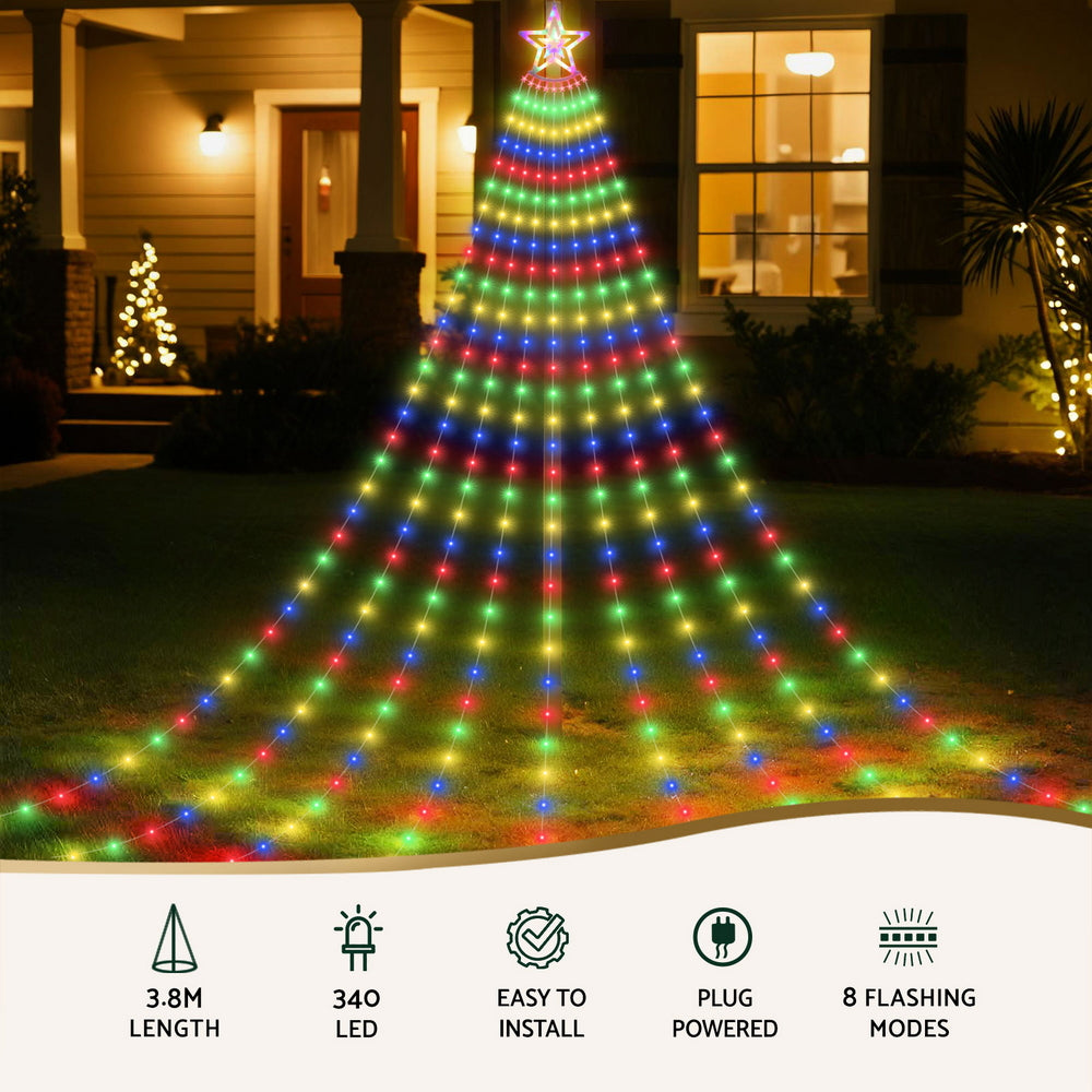 Jingle Jollys 3.8M Christmas Lights Waterfall String Light 340 LED-3