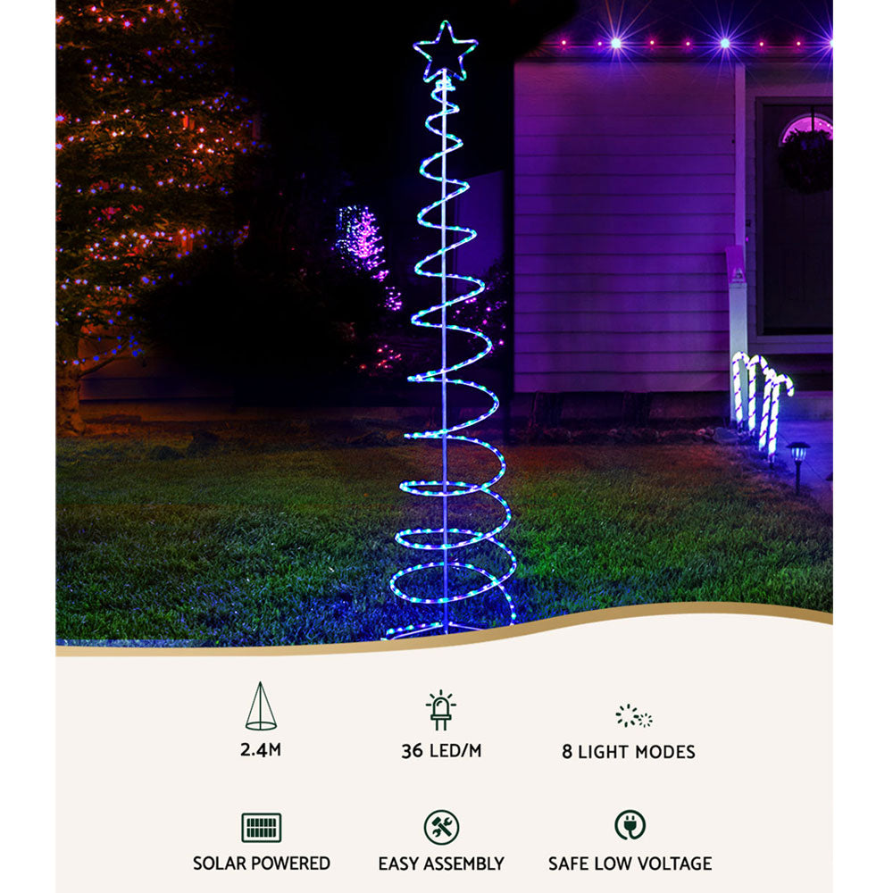 2.4M Christmas Tree LED Solar Motif Lights Jingle Jollys-2