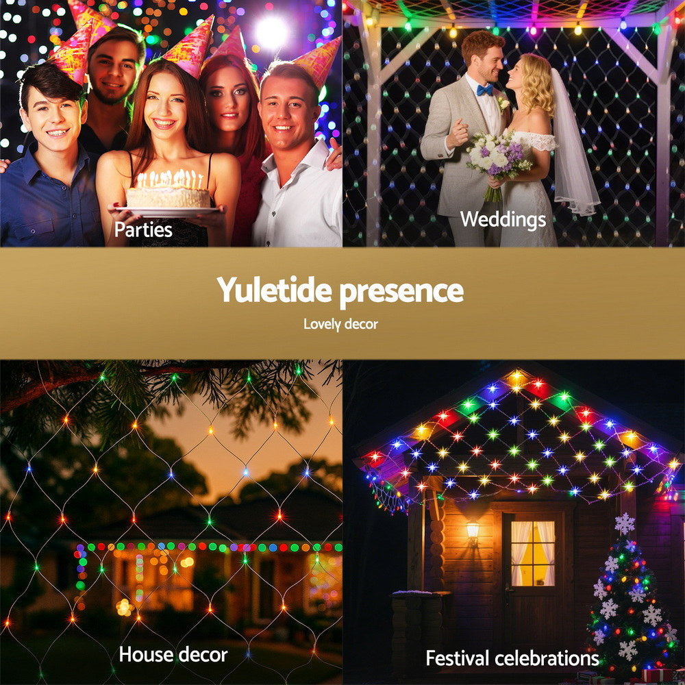 Jingle Jollys Christmas Lights 5Mx3M Net String Light 600 LED Colourful Beads-4
