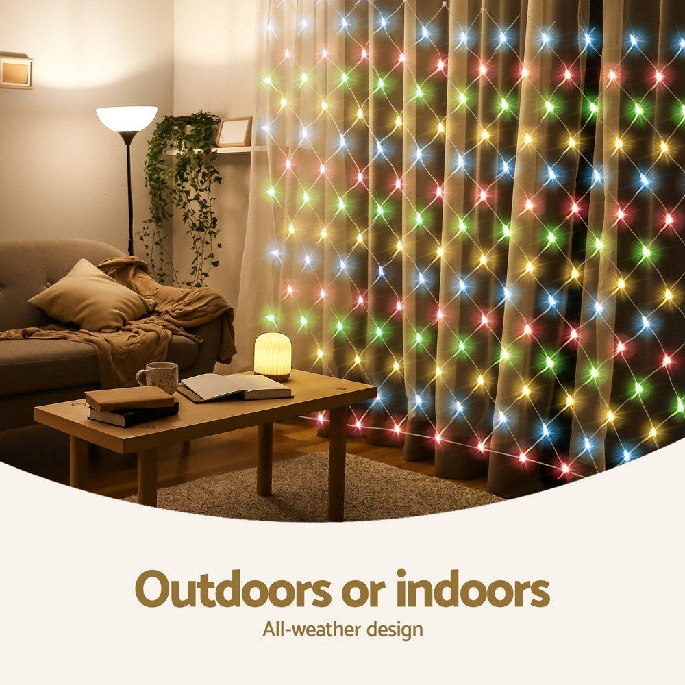 Jingle Jollys Christmas Lights 5Mx3M Net String Light 600 LED Colourful Beads-5