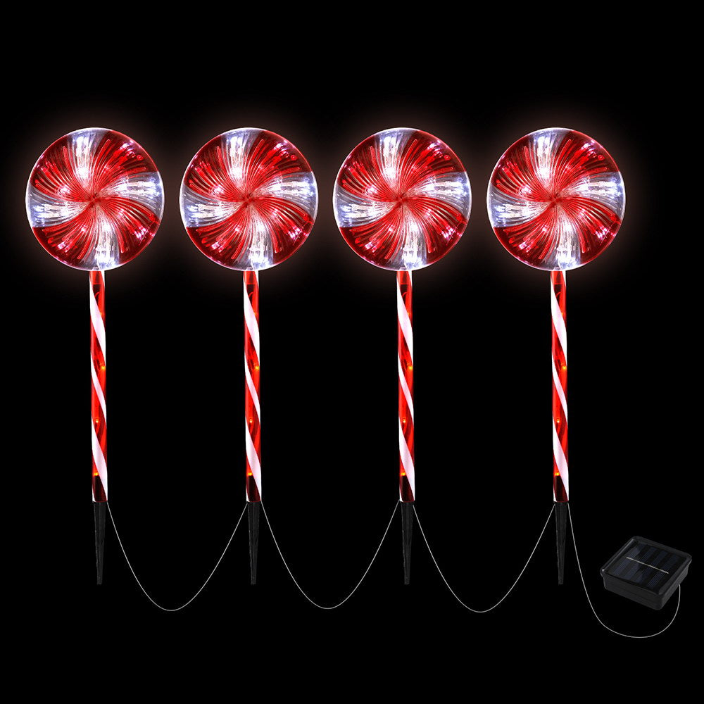 4 PCS Christmas Lights Path Ground Light Garden Decoration 112 LED Jingle Jollys-0