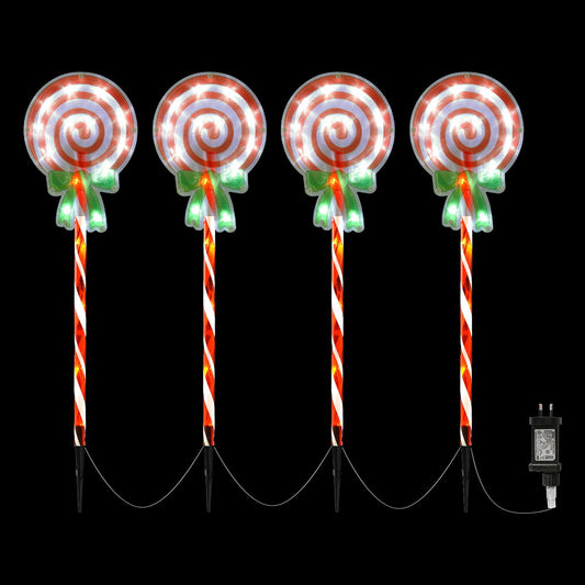 4 PCS Christmas Lights Path Ground Light Garden Decorations 68 LED Jingle Jollys-0