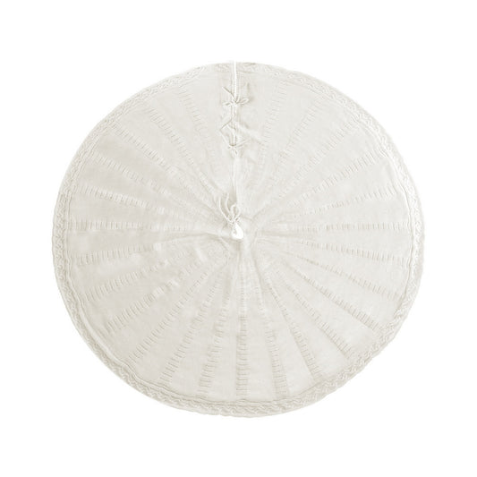 Jingle Jollys Christmas Tree Skirt 120cm Knitted Xmas Tree Ornaments Decor Beige-0