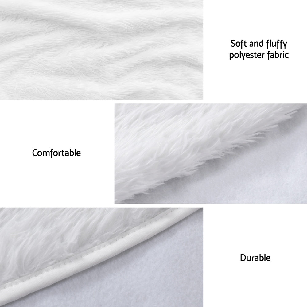 Jingle Jollys Christmas Tree Skirt 120cm Plush Xmas Fluffy Ornaments Decor White-5