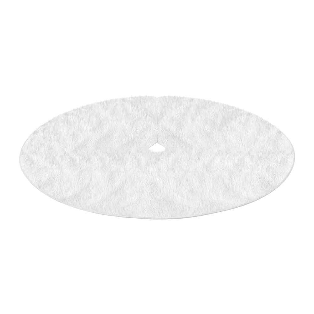 Jingle Jollys Christmas Tree Skirt 90cm Plush Xmas Fluffy Ornaments Decor White-2