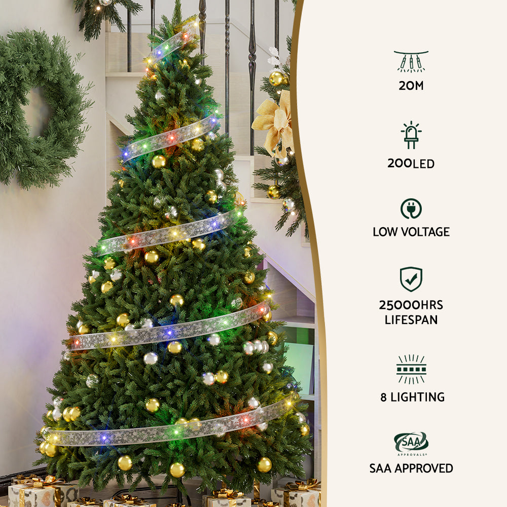 20M Christmas Lights Ribbon Fairy Light 200 LED Colored Jingle Jollys-2