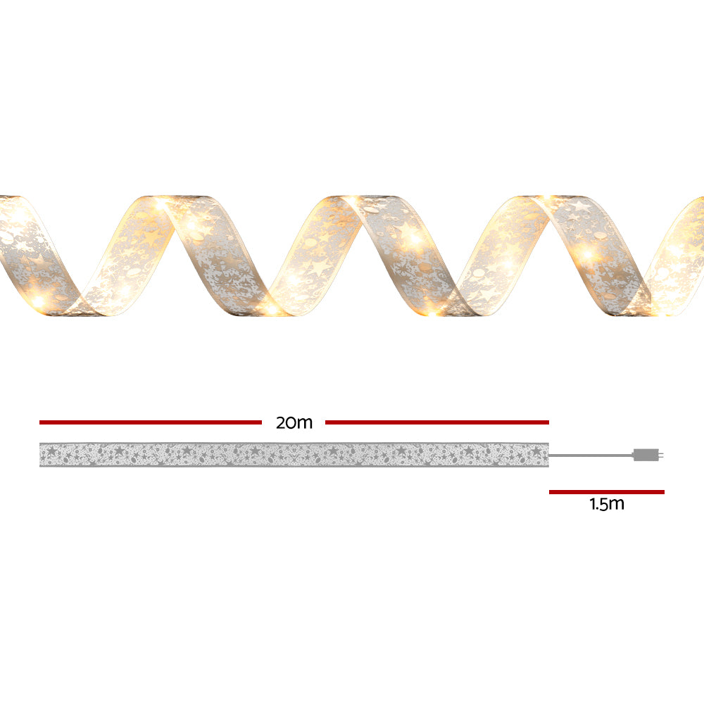 20M Christmas Lights Ribbon Fairy Light 200 LED Warm Jingle Jollys-1