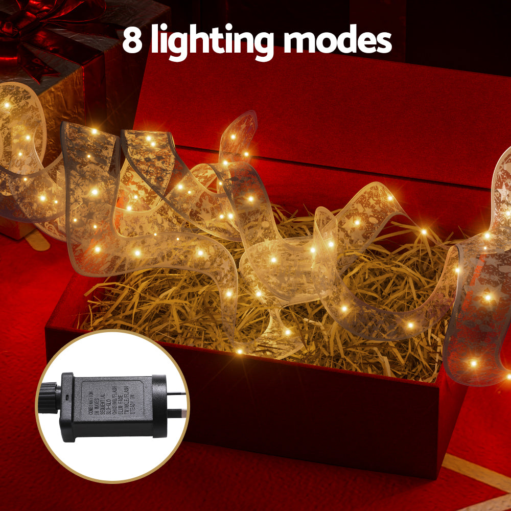 20M Christmas Lights Ribbon Fairy Light 200 LED Warm Jingle Jollys-4