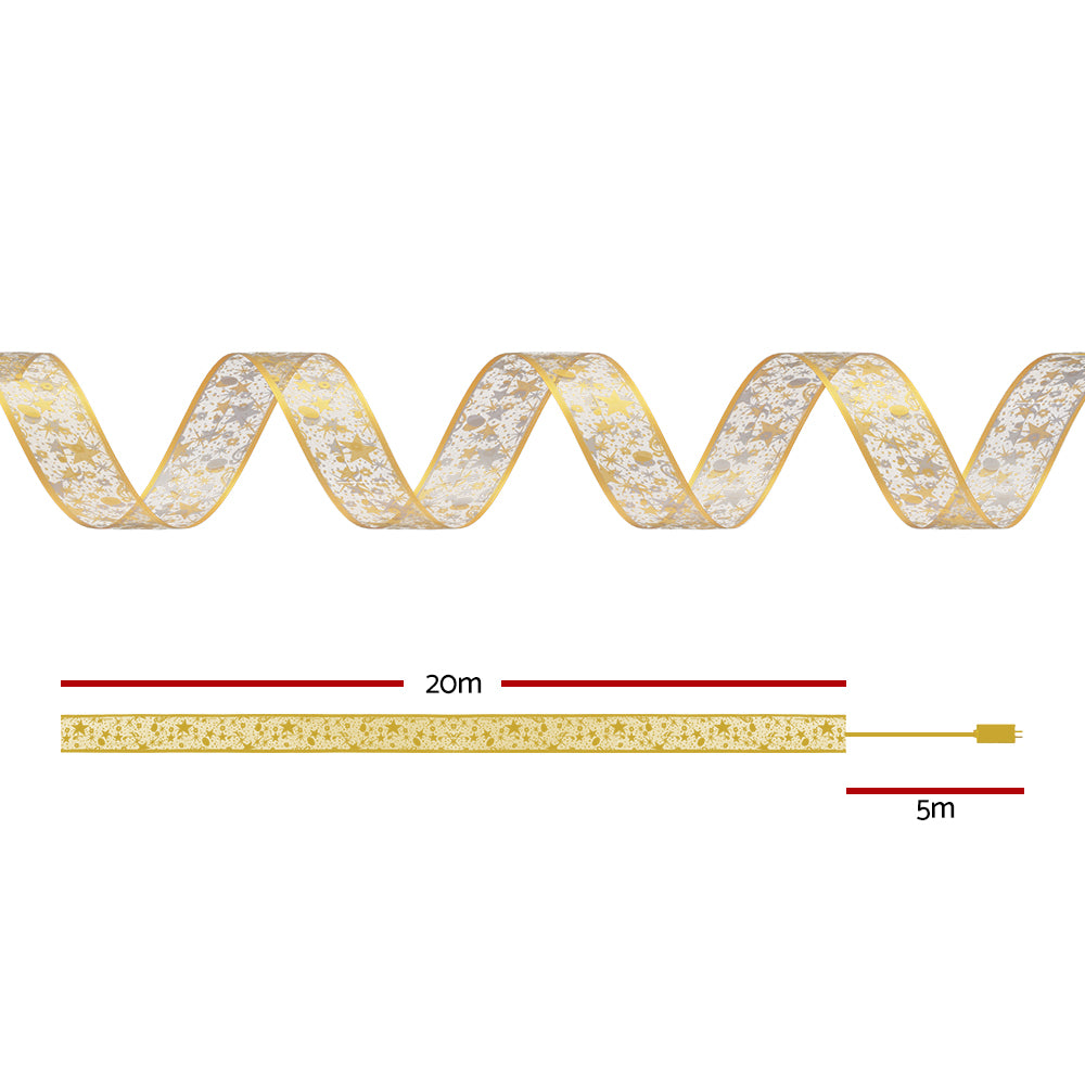 Jingle Jollys 20M Christmas Lights Fairy Ribbon Light 200 LED Xmas Decor Golden-1
