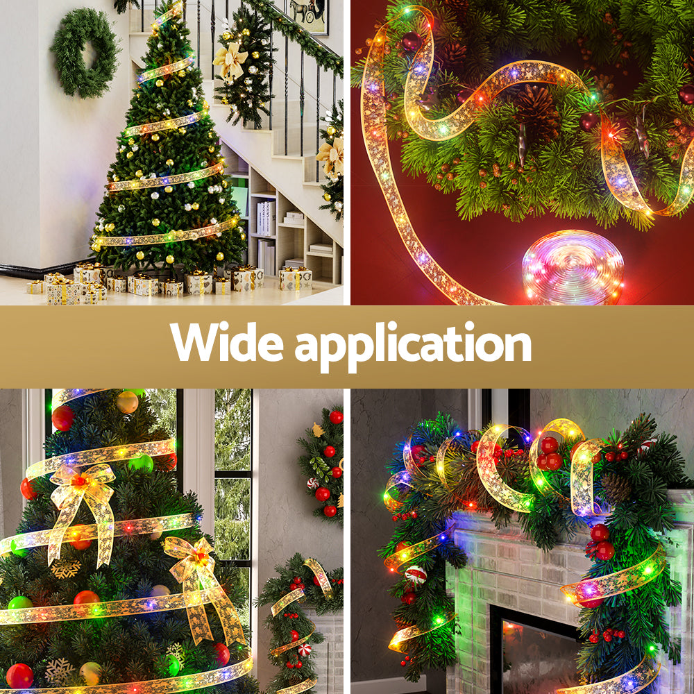 Jingle Jollys 20M Christmas Lights Fairy Ribbon Light 200 LED Xmas Decor Golden-4