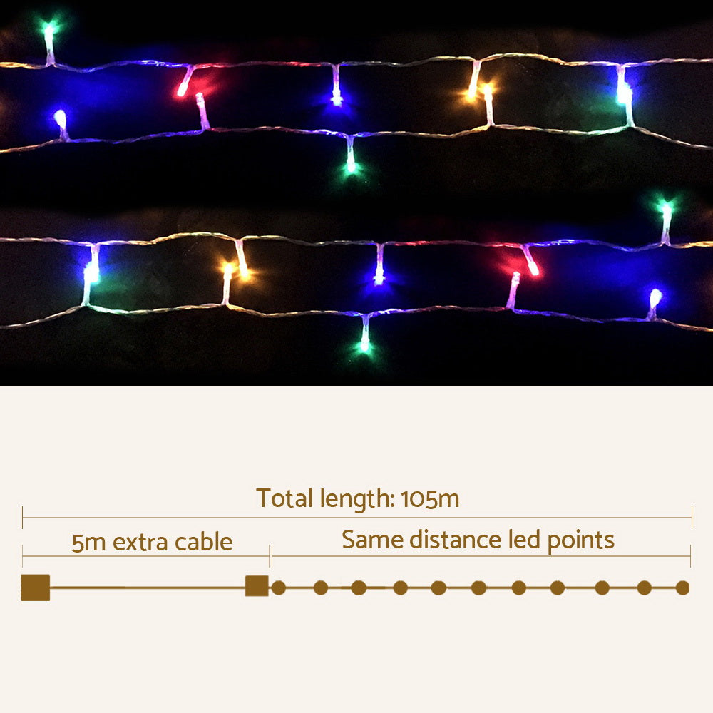 100M Christmas Lights String Fairy Light 500 LED Colourful Jingle Jollys-1