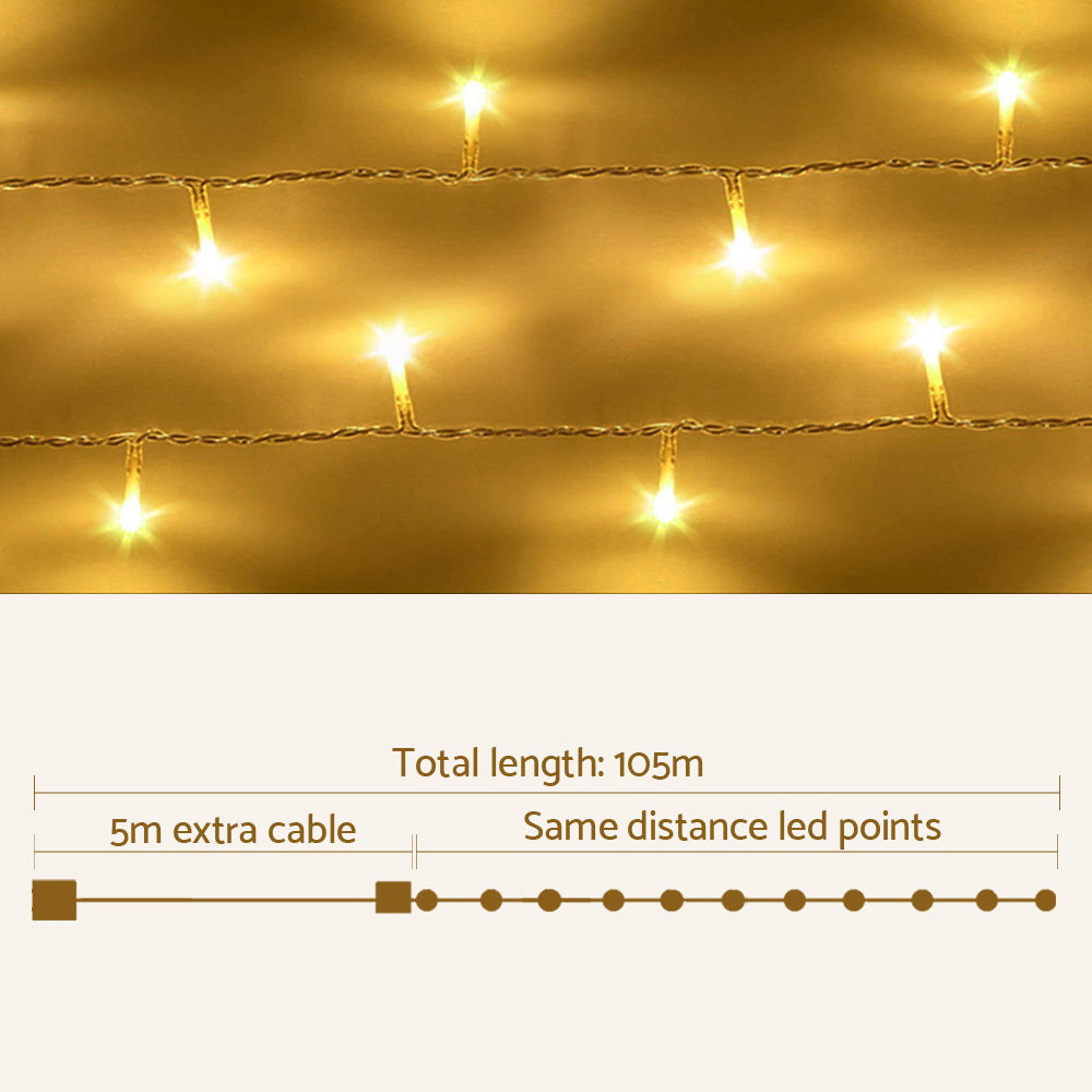 100M Christmas Lights String Fairy Light 500 LED Warm White Jingle Jollys-1