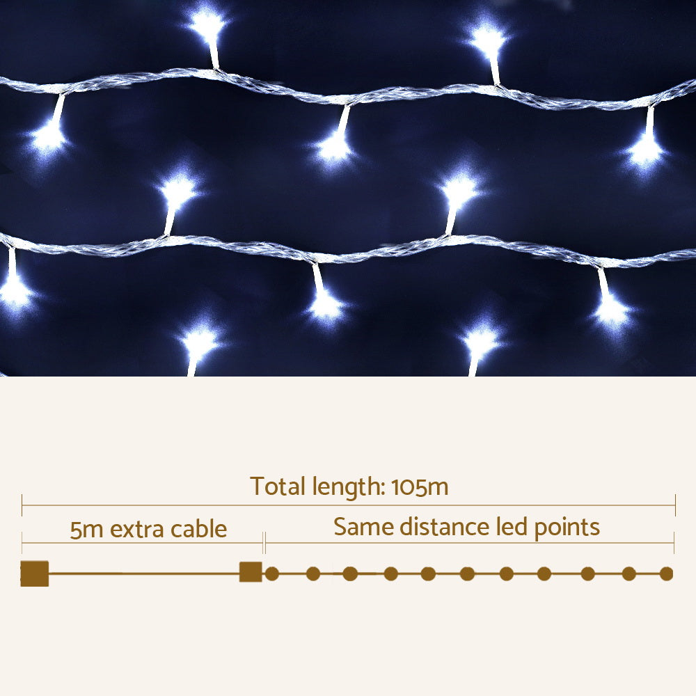 100M Christmas Lights String Fairy Light 500 LED Cool White Jingle Jollys-1